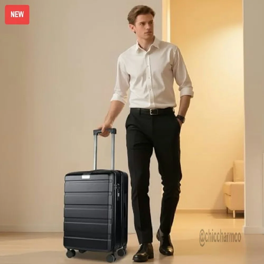 Hard Shell Carry-On Luggage with Spinner Wheels & USB Port